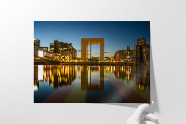 Reflections of the Grande Arche in Agam's monumental fountain Sebastien Desnoulez Fine Art print Une image pour rever