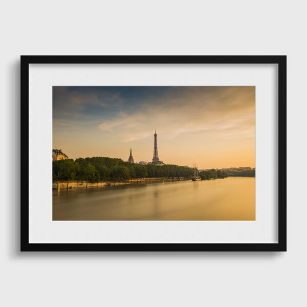 Eiffel Tower and the Seine in flood Sebastien Desnoulez Fine Art print An image for rever passe partout