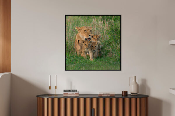 Happy family Lionel Maye Fine Art print One image for rever large Floating frame in situation